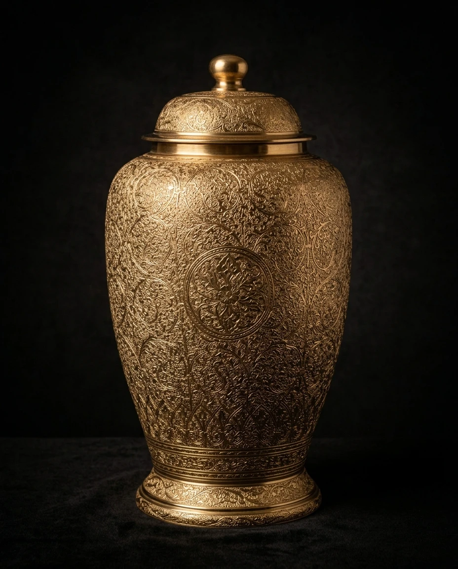 Ornate brass heirloom urn